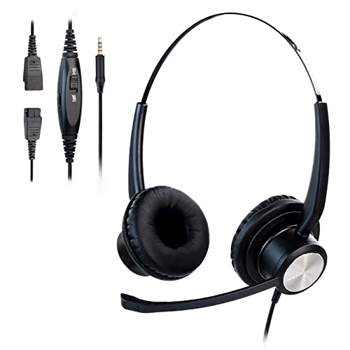 Jaracom Cell Phone Headset with Microphone and Volume Control, Mic Mute 3.5mm Headset for Smartphones Tablets Laptop Computer, Comfort-Fit 