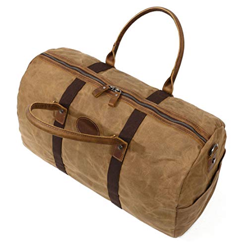 Casual Travel Duffel Canvas Luggage Handbag Gym Sports Overnight Weekend Bag Sports Overnight Gym Luggage Weekend Tote Bag (Color : Dark Gray)(Khaki)3