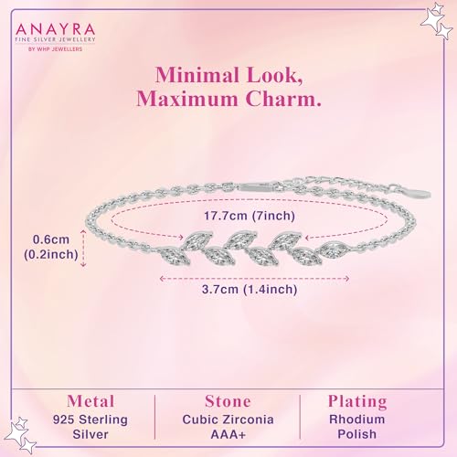 Image of 925 Sterling Silver Adjustable Bracelet for Women | Heart Link, Infinity, Leaf & Floral Inspired Design | Elegant Daily Wear Fashion Jewellery Gift for Girls & Women