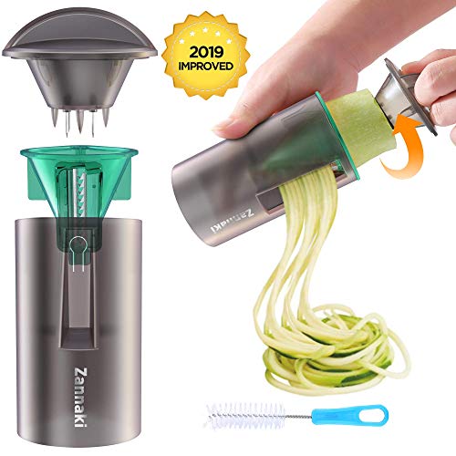 Handheld Spiral Slicer(2019 Improved) - All-round Protection Detachable Clear Heavy Duty Compact Veggie