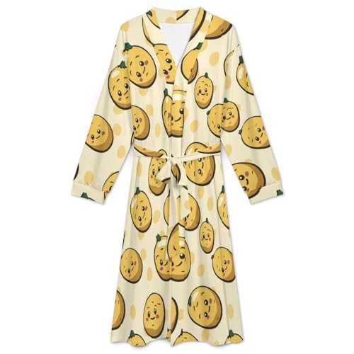 Cute Potato Soft Robe Long Sleeve Bathrobes V Neck Sleepwear Spa Robes with Belt Men Woman3