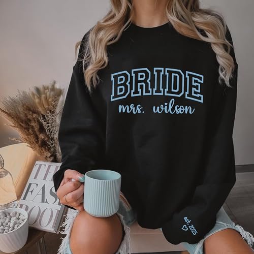 Custom Embroidered Mrs Sweatshirt, Future Mrs, Bride Sweatshirt, Personalized Mrs. Last Name Pullover, Engagement, Bachelorette Wedding Gifts For Bride, Gifts For Wife, Her4
