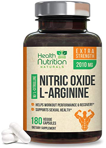 Extra Strength Nitric Oxide L-Arginine Supplement 2010mg - Citrulline Malate, Aakg, Beta Alanine - Premium Muscle Building Nitric Oxide Booster for Strength & Energy to Train Harder - 180 Capsules