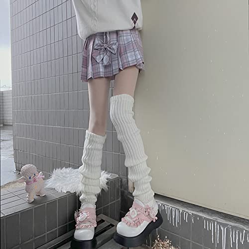 Image of Women Y2k Leg Warmers Ribbed Knitted Harajuku Kawaii Leg Warmers Streetwear