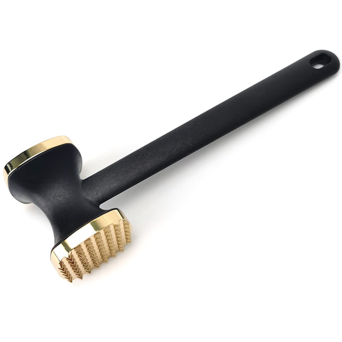 Meat Tenderizer Hammer, Double-Sided Zinc Alloy Meat Tenderizer Food-Grade Meat Pounder Metal Meat Tenderiser with Ergonomic Handle for Home Steak Meat Cooking(Gold)