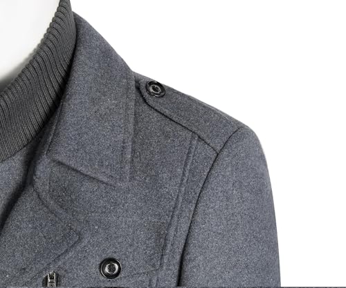 Image of APTRO Men's Pea Coat Wool Jacket Single Breasted Winter Coat Military Coat 1108 Light Gray M