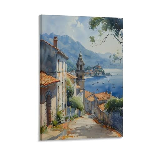 Póster de San Sebastián con diseño de acuarela de Donostia España, arte de pared, bahía de Vizcaya, marco gif español, 60 x 90 cm