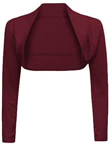 Bolero de manga larga para mujer rojo wine torera elegante