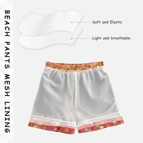 Pigsaly Boys Swim Trunks Red Peach Coral Gold Gradient Glitter Boys Board Shorts Swimsuit Swimwear Summer Bathing Suit 5T4