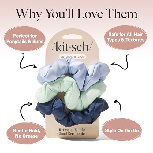 Image of Kitsch Scrunchies for Women - No Crease Hair Ties No Damage | Soft Polyester Scrunchies for All Hair Types | Stylish & Comfortable, For Ponytails & Buns | Ideal Gifts for Women - Garden Bouquet, 3pcs