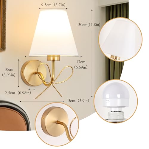 Image of ADISUN Modern Wall Sconce Set of Two, Battery Operated Wall Sconce Remote Control Dimmable Wall Lamp Wireless Sconces for Living Room Bathroom Dining Room Corridor Staircase (2 Bulbs Included)