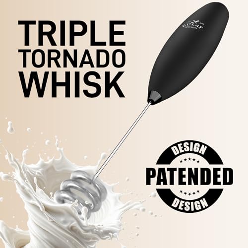 image for Zulay Kitchen Patented Tornado Triple Whisk Milk Frother with 4 Durace
