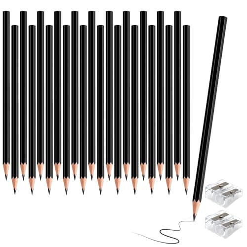 sqzrmdcg 24 Pack Black Colored Pencils for Kids Pre-sharpened Art Pencils Back to School Supplies Set Drawing Sketching Pencils for Students Teachers Classroom