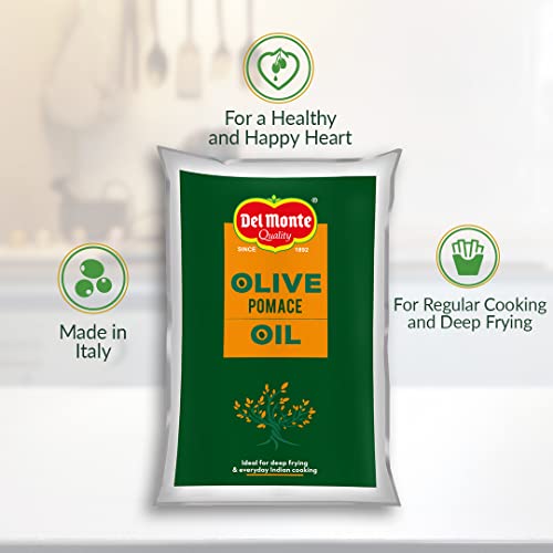 Image of Del Monte Foods Pvt. Ltd. Pomace Olive Oil, 1L Pouch (Pack of 2)