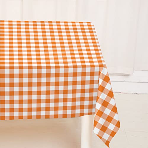 Heyfary Orange And White Buffalo Check Tablecloth For Spring Fall Plaid Thanksgiving Decoration Gingham Seasonal Country Home Kitchen Dining Room Table Decor-60×84Inch #TOP3
