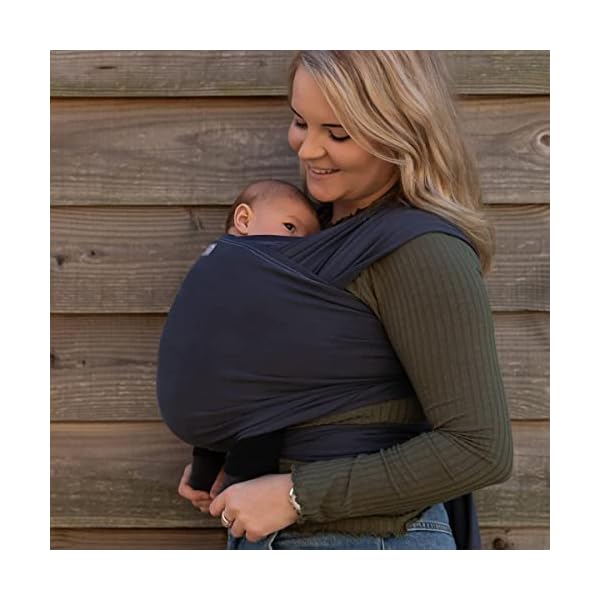 Hoppediz Elastisches Tragetuch - Babytragetuch für Neugeborene ab Geburt - 100% Bio-Bauwolle (GOTS) - Anthrazit 4,60 m – Bild 6