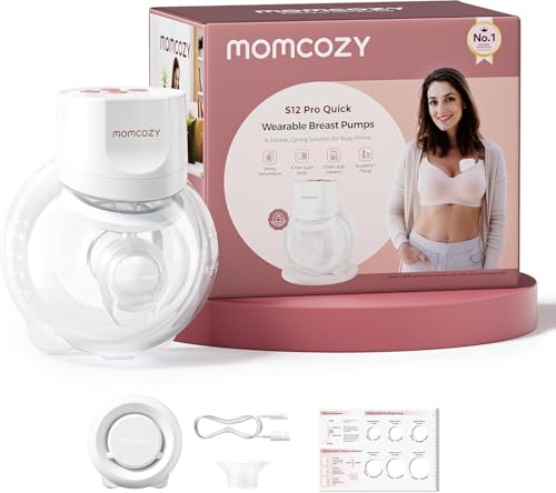 Momcozy Milchpumpe Elektrisch S12 Pro Quick Freihändig breast pump electric Tragbare Milchpumpe Elektrisch mit DoubleFit Hybrid-Brusthaube Brustpumpe mit 3 Modi & 9 Stufen 1er-Set Weiß