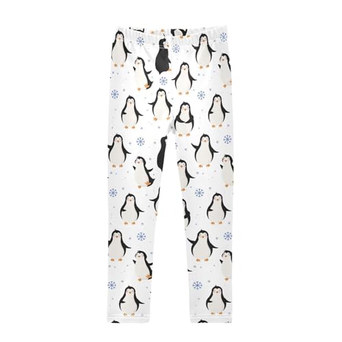 CaTaKu Girls Leggings Funny Penguins Snowflake Leggings for Girls Kids Athletic Workout Yoga Pants Size 4-10T