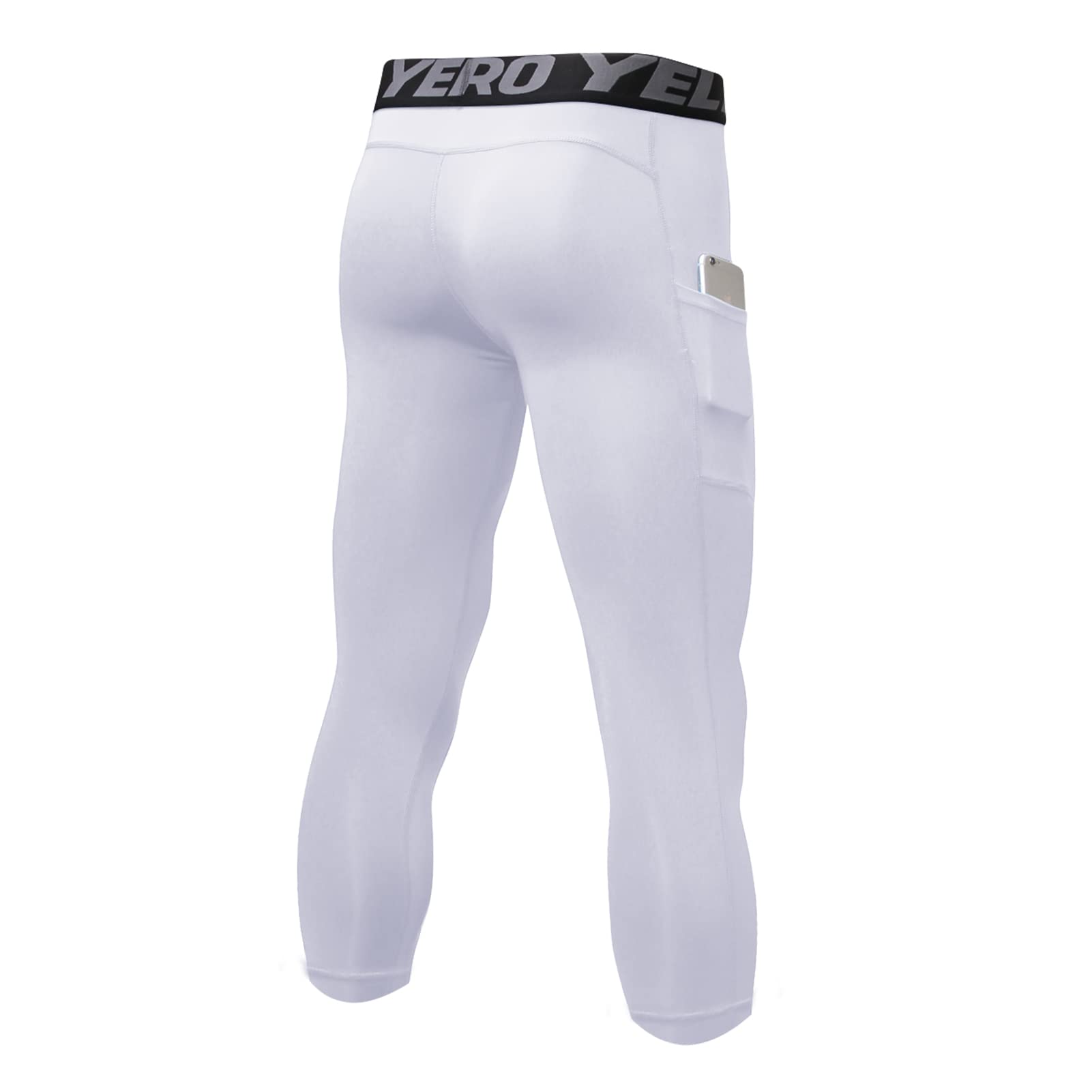 3er Pack Kompressionshose Herren 3/4 Laufhose mit Taschen,Männer Sport Leggings Funktionshose Tights