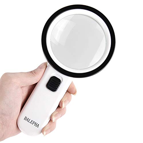 Balepha Magnifying with Light 12 LED Handheld 30x Loupe Magnifier Large Magnifying Glasses with 12 LED Lights for Macular Degeneration, Seniors Reading, Crafting, Jewelry, Maps. Gift Box