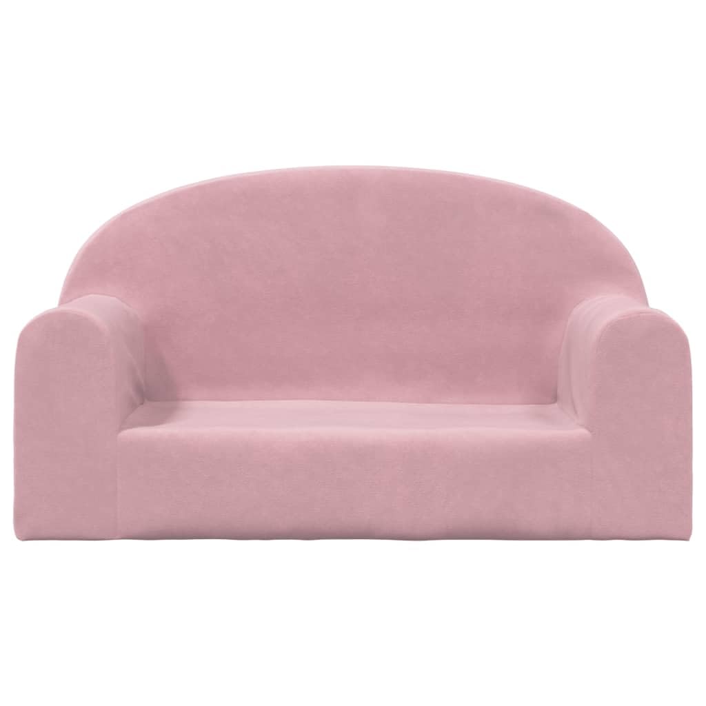Kindersofa 2-Sitzer Rosa aus weichem Plüsch mit abnehmbarem Bezug 84x34x45 cm für Kinderzimmer bequem gepolstert mit Schaumstoff sicher und leicht zum Spielen und Entspannen