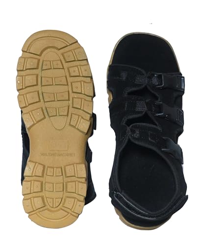 Image of Men's Suede Sports Sandals | Adjustable Strap Design | Lightweight Airmix Sole | Comfortable Sandals | Anti-Slip Casual Footwear | Black-8