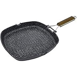 Sartenes Jata Premium Jata GMA24 - Sartén Inducción Antiadherente Stonite, Grill Aluminio Fundido, Apta para Todo Tipo Cocinas Incluida Inducción, Libre PFOA, 24 x 24 cm