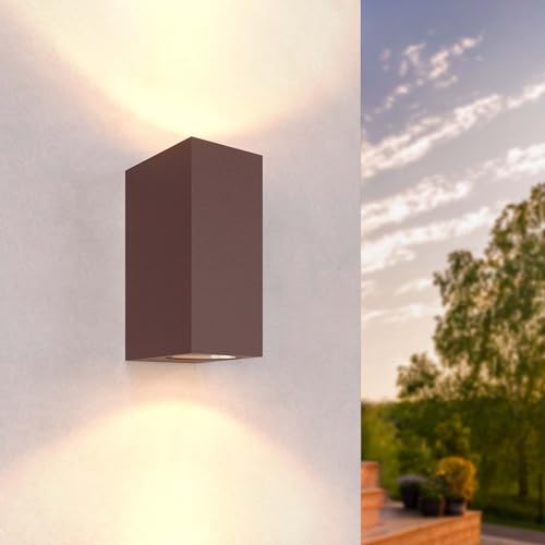 Ledvion - Applique murale extérieure, Cube, douille GU10, Rouille