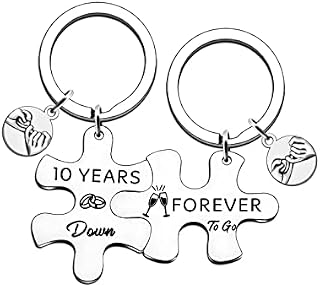 HULALA 5th 6th 9th 10th 11th 15th 20th 25th 30th 35th 40th 45th 50th Wedding Anniversary Matching Keyrings Gifts for Husband Wife Couple Parents Forever to Go Keychains