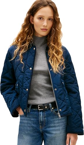 Tommy Hilfiger Damen Steppjacke Padded Flag Wasserabweisend Blau (Dark Night Navy) L