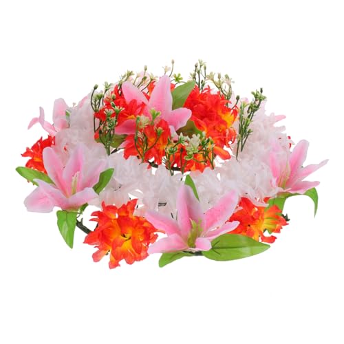 Toyvian Couronne Funéraire Artificielle Rose Clair Lys Simulé, Diamètre Moyen, Matériaux Solide, Guirlande De Deuil pour Décoration De Cimetière