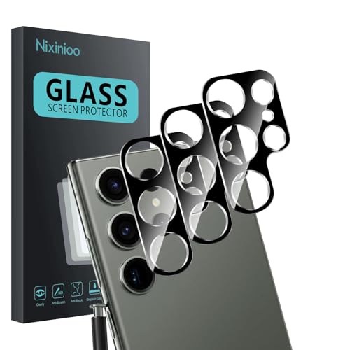 Nixinioo 3 Pack Camera Lens Protector for Samsung Galaxy S23 Ultra Tempered Glass Anti-Fingerprint 9H Hardness Scratch Resistant Easy to Install Bubble FreeHD Clarity