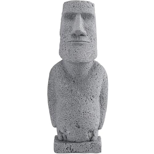 ZKSYLSM Easter Island Head Statue Moai Statue Large 6.3 Inch Stone Like Resin Figurine for Desk Shelf Garden Patio Planter Decor Ancient Island Sculpture (Large Size)