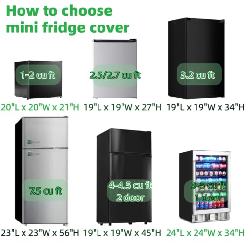 Image of Mini Refrigerator Cover for Most 3.2 Cu Ft Single Door Beverage Fridge | 19x19x34,Waterproof Dustproof Heavy Duty Oxford Fabric,for Most 3.2 Cubic Feet Small Wine Freezer for Outside
