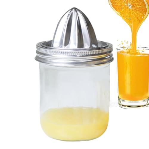 Prensa de cítricos de acero inoxidable para limón | Prensa-Citron,Tapa de extractor de con tarro de vidrio,Para bebida de naranja y limón, picnic al aire libre y fiesta