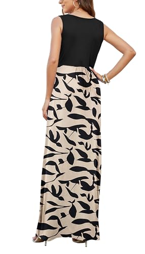 Image of AUSELILY Maxi Dresses for Women Summer Casual Sleeveless V Neck Wrap Dress | Sleeveless Long maxi dress with wrap V neck & side pockets, for formal cocktail, beach & casual daily wear