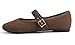 FEVERSOLE Women's Soft Cushion Extra Padded Comfort Round Toe Mary Jane Metal Buckle Fashion Ballet Flats Walking Shoes Brown Corduroy 9 M US
