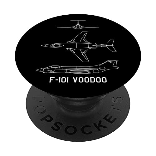 F-101 Voodoo American Plane Blueprints PopSockets Swappable PopGrip, Black