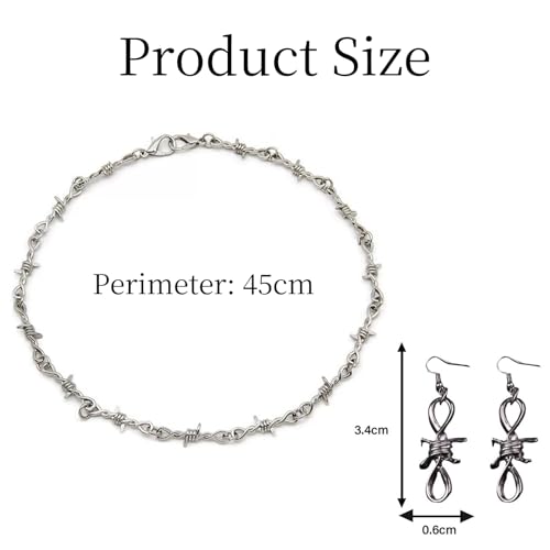Image of Gothic Jewellery, Black Necklace Earring Set for Women, Y2K Style Gothic Jewellery Set with Cross Pendant, Black Choker for Women, Gothic Fashion Accessories for Dark Outfits