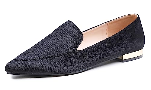 Image of FEVERSOLE Women's Loafer Flat Pointed Deco Low Heel Fashion Slip On Dress Driving Office Shoes