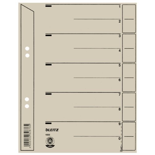 Leitz Trennblatt, A5, Karton, grau 2x 100 Stück