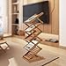 FONSOLUM Foldable Bamboo Literature Magazine Rack, 5-Tier Portable Pop-Up Brochure Display Stand Floor Holder for Trade Show Booth Office Retail Store Home, Wood Color (38/56.3 Inch)