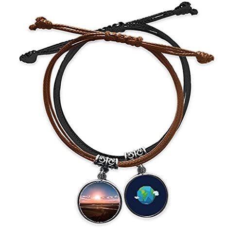 Pulsera cuerda mano cadena cuero tierra con diseño místico de nubes oscuras
