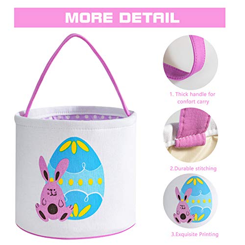Image of Easter Bunny Basket for Kids - Easter Tote Bag with Handle for Egg Hunting