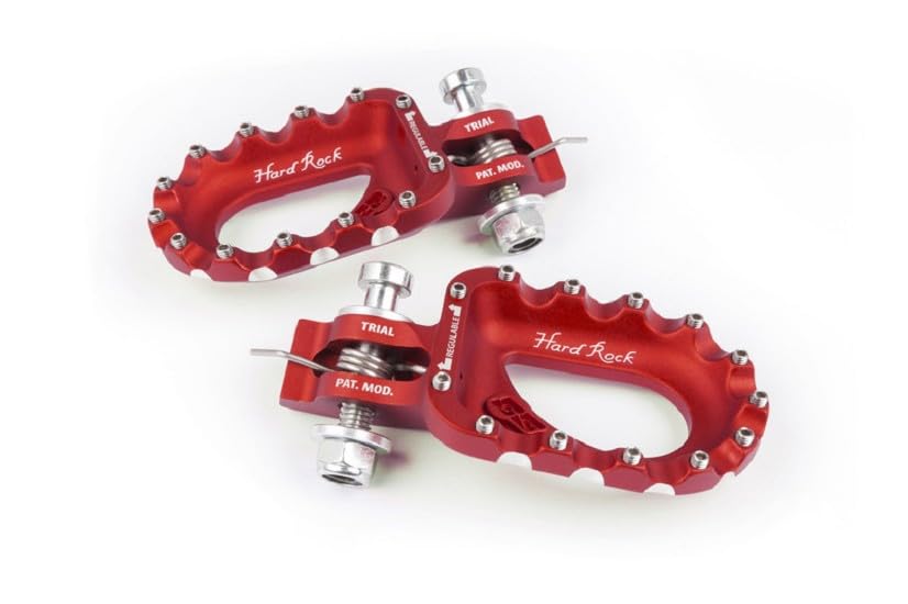 Repose-Pieds Hard Rock Alu Rouge S3 Repose Pied Moto Trial ESK-463-R