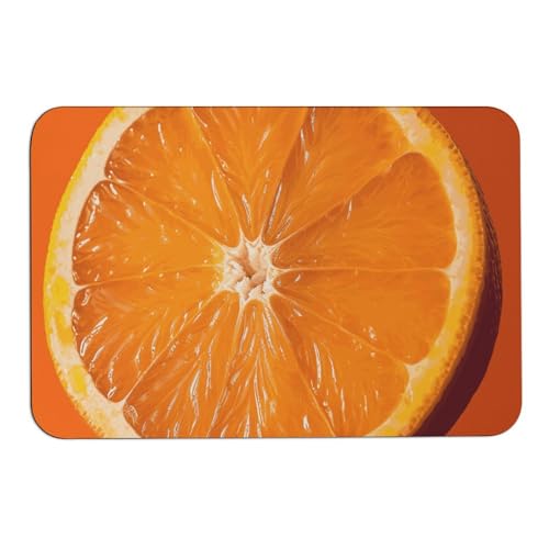 Tapis absorbant l'eau motif orange - Tapis de sol antidérapant intérieur 60x40 - 2