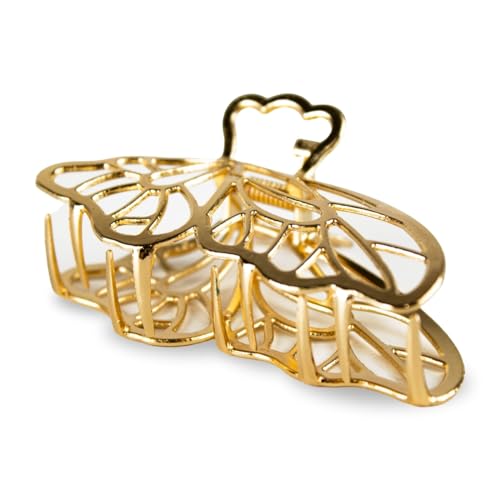 Kit 2 Prendedores de Cabelo Metal Dourado Borboleta Coração