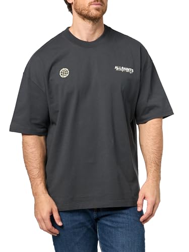 Allsaints Men's Emblem SS Crew, Washed Black, M