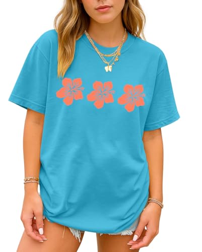 Oversized Graphic Floral T Shirts for Teens Girls Cottage Core