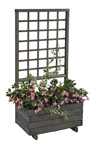 Blumenkasten mit Rankgitter von Gaspo, Pflanzkübel aus Holz